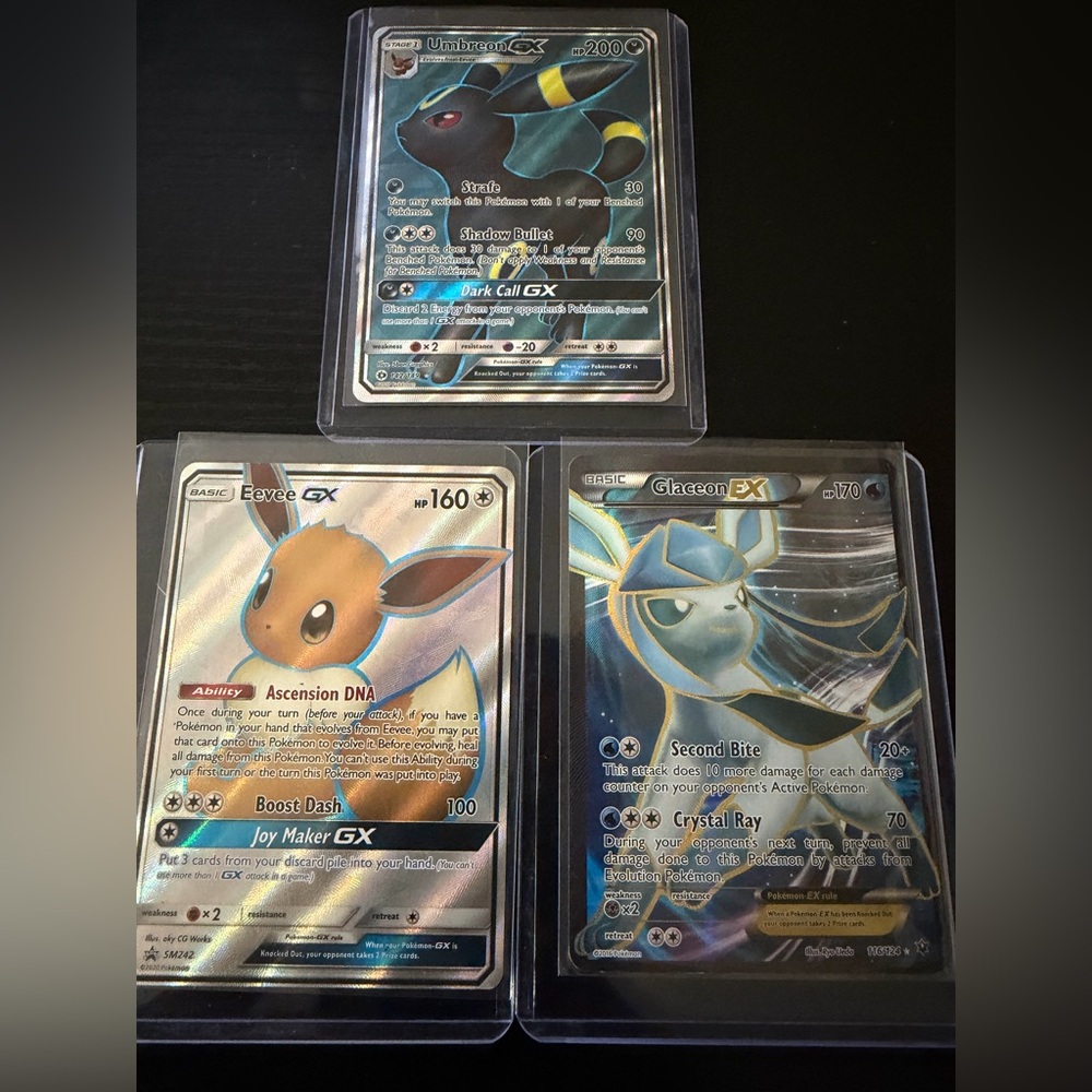 Eevee GX Promo SM242 / Umbreon GX 142/149 / Glaceon EX 116/124 Lp